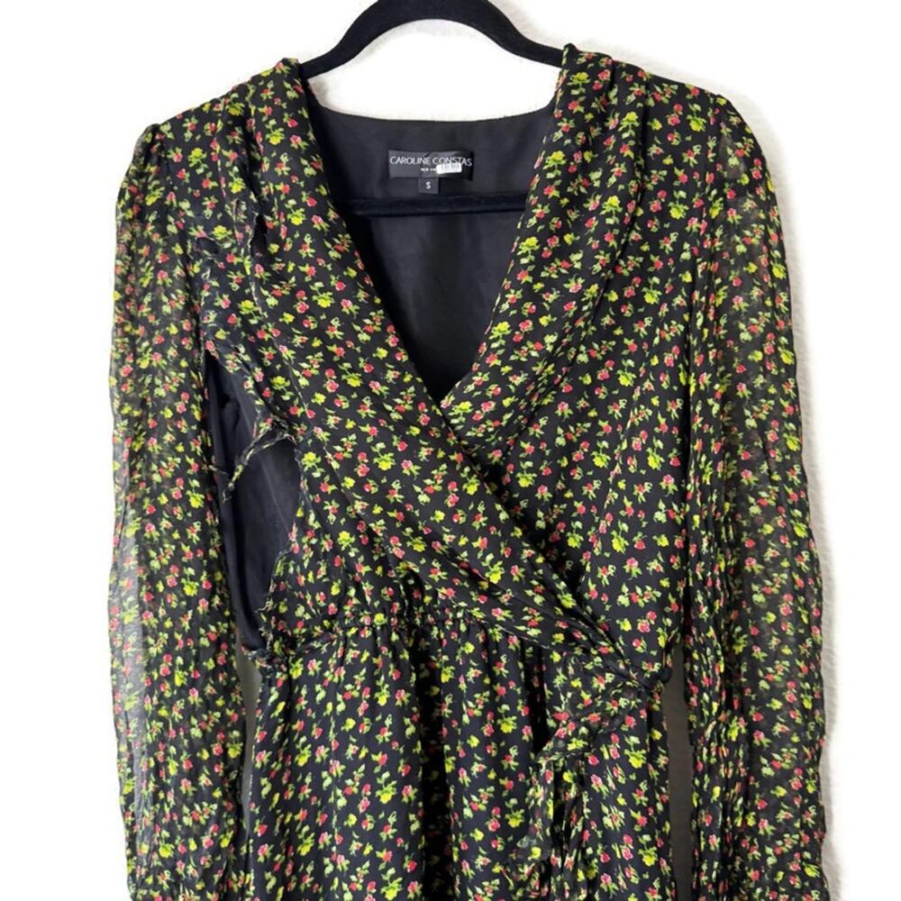 Caroline Constas Vivian Winter Rose Dress Size Small